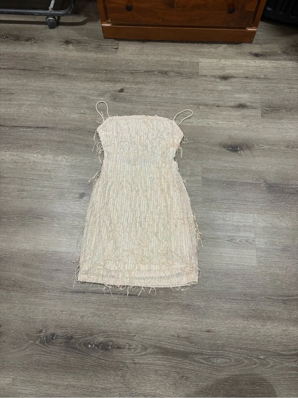 Windsor Sequin Fringe Spaghetti-Strap Mini Dress in Blush - Picture 2 of 4